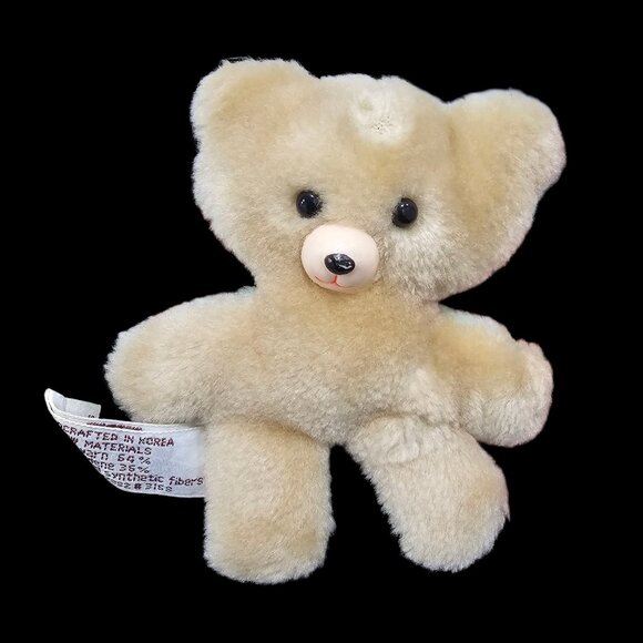 VTG 80s Napco Small Teddy Bear 2 Sided Green Beige 4.5" Miniature Pastel Korea - Picture 4 of 8